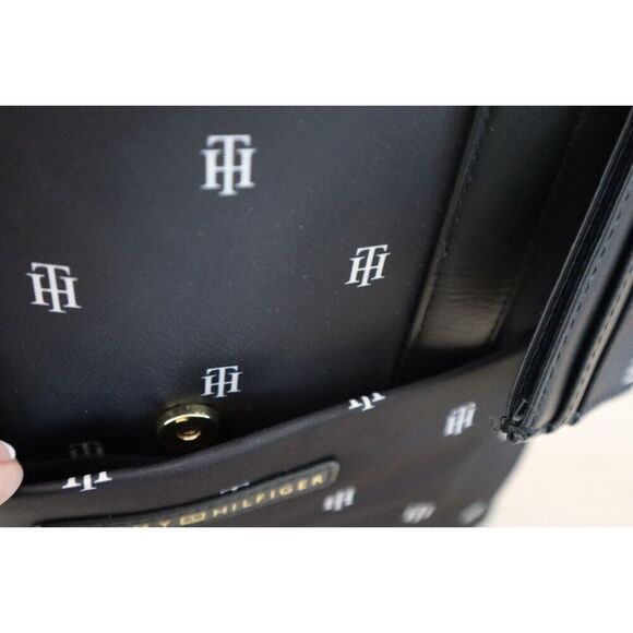 Tommy Hilfiger 69J8441 001 Unisex Black Monogram Nylon Backpack w/Pouch - Picture 8 of 15